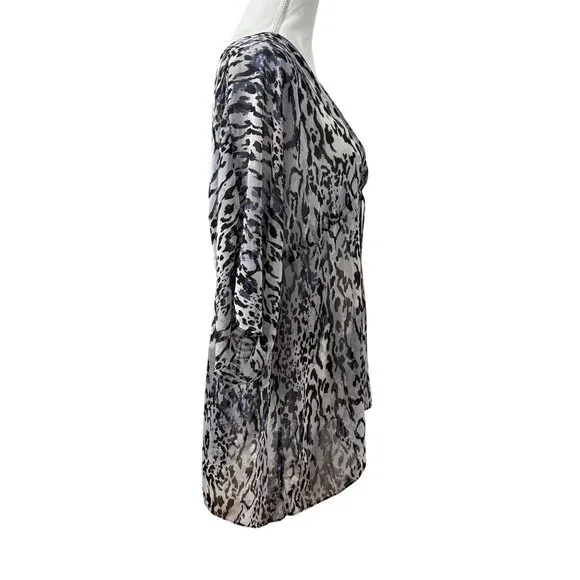 Animal Print Sheer Tunic Top With Empire Waist Womens Size XL - Picture 4 of 11